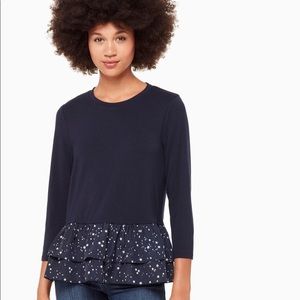 Kate Spade 3/4 Sleeve Star Peplum Tee